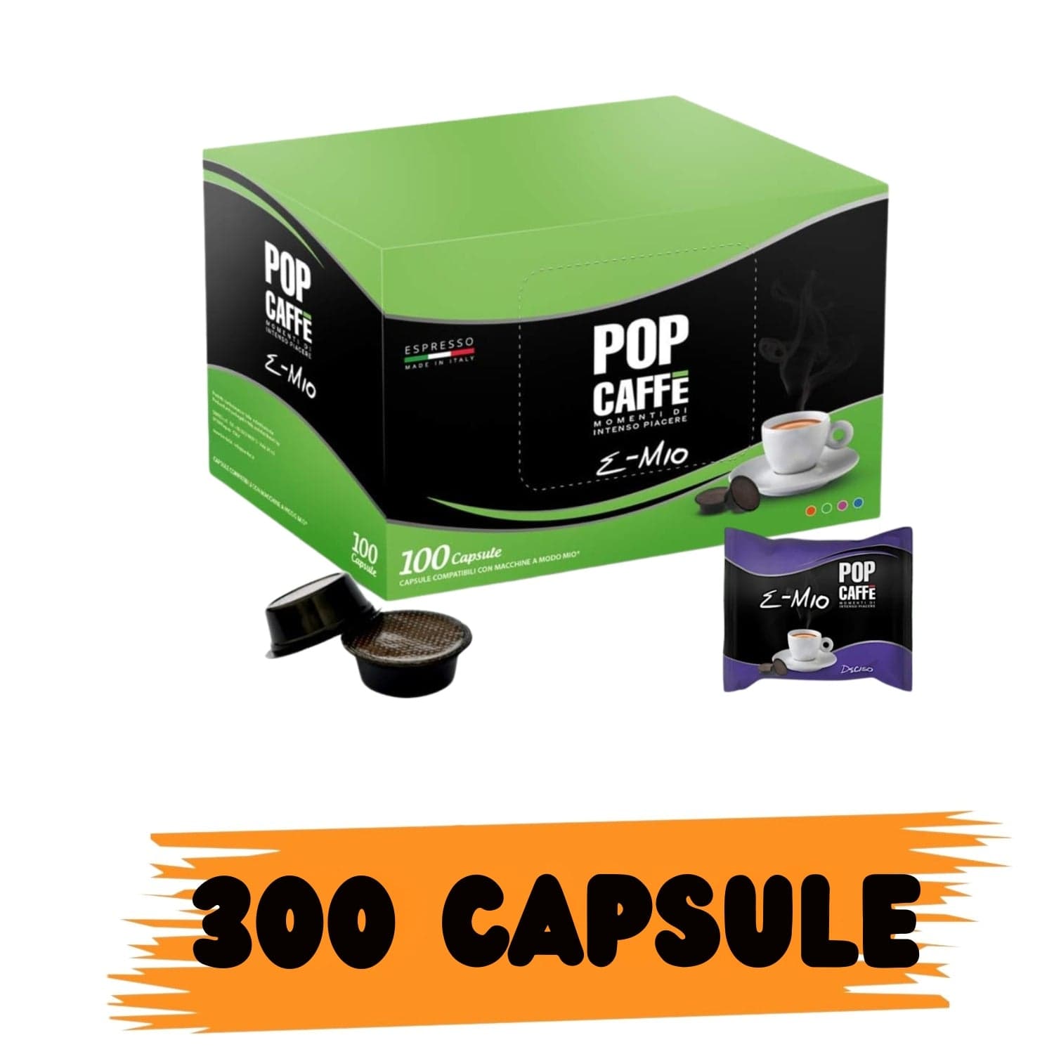 Pop Caffè E-mio Deciso Box Capsule Comp. A Modo Mio 100 capsule in Porta capsule Ecoprice.it - Avellino, commercioVirtuoso.it