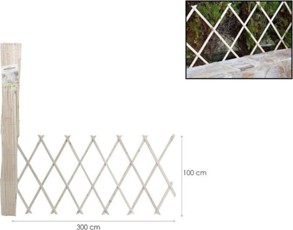 TRALICCIO ESTENSIBILE IN LEGNO NATURALE CHIARO PIANTE RAMPICANTI GIARDINO 300X100CM 222735 in Graticolati Trade Shop italia - Napoli, commercioVirtuoso.it