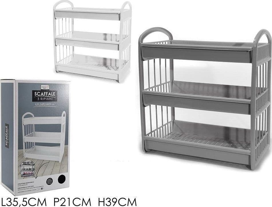 SCAFFALE MULTIUSO IN PLASTICA A 3 RIPIANI STRUTTURA SMONTABILE PER ORGANIZZARE SPAZI CASA in Unità di mensole Trade Shop italia - Napoli, commercioVirtuoso.it