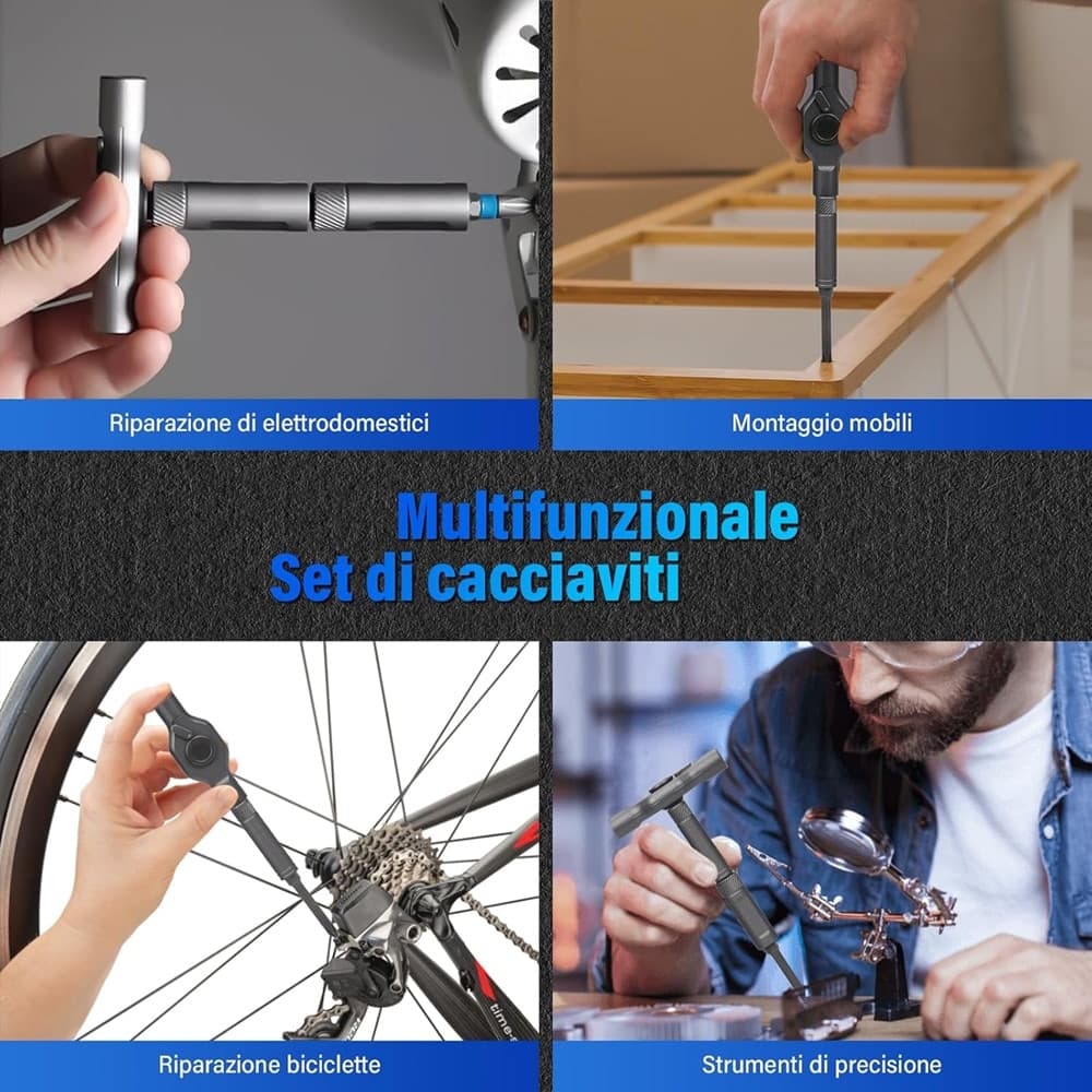 KIT CACCIAVITI A CRICCHETTO 24IN1 DI PRECISIONE CON 24 PUNTE MANICO RIMOVIBILE RIPARAZIONI in Set cacciaviti Trade Shop italia - Napoli, commercioVirtuoso.it