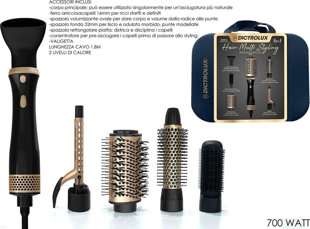 KIT SPAZZOLA PHON MULTIUSO MODELLANTE AD ARIA CALDA 6 IN 1 700 W CON VALIGETTA ACCESSORI in Modellatori ad aria calda Trade Shop italia - Napoli, commercioVirtuoso.it