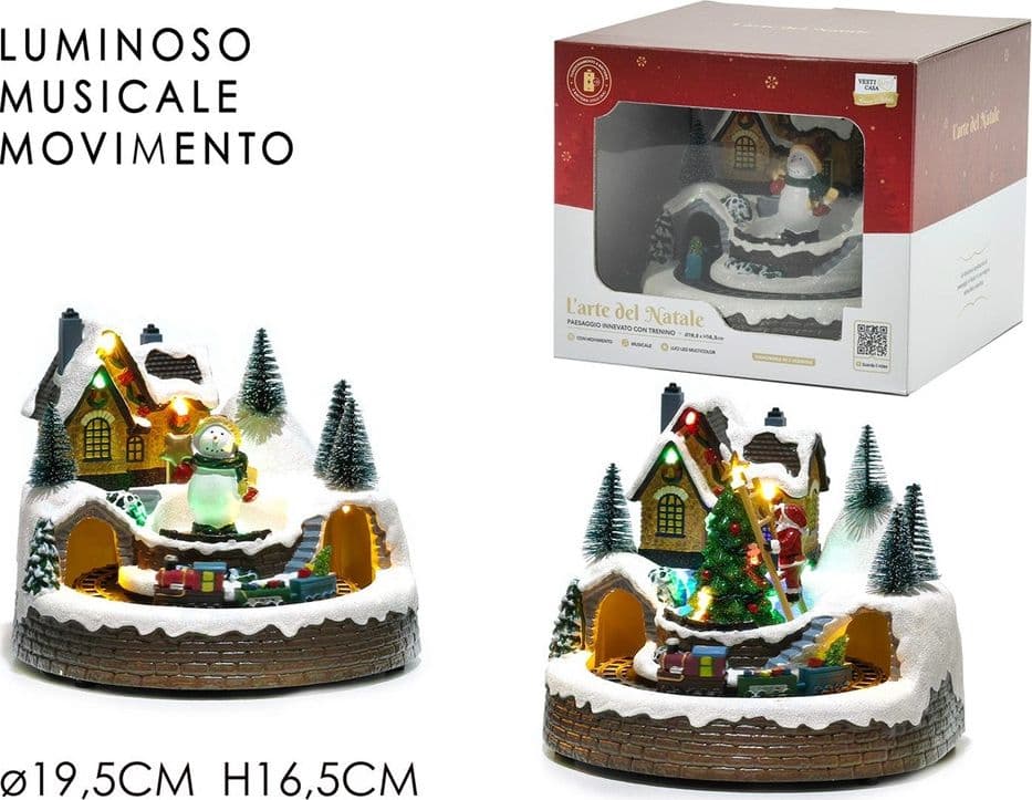 PAESAGGIO INNEVATO CON TRENINO DECORATIVA ILLUMINATA NATALIZIA CON MUSICA MOVIMENTO in Oggettistica Trade Shop italia - Napoli, commercioVirtuoso.it