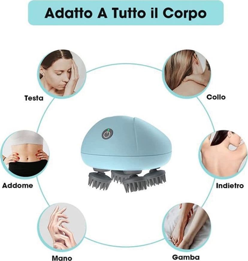 MASSAGGIATORE ELETTRICO CON 4 TESTINE MASSAGGIANTI GIREVOLI MODALITÀ REGOLABILI PORTATILE in prodotto Trade Shop italia - Napoli, commercioVirtuoso.it