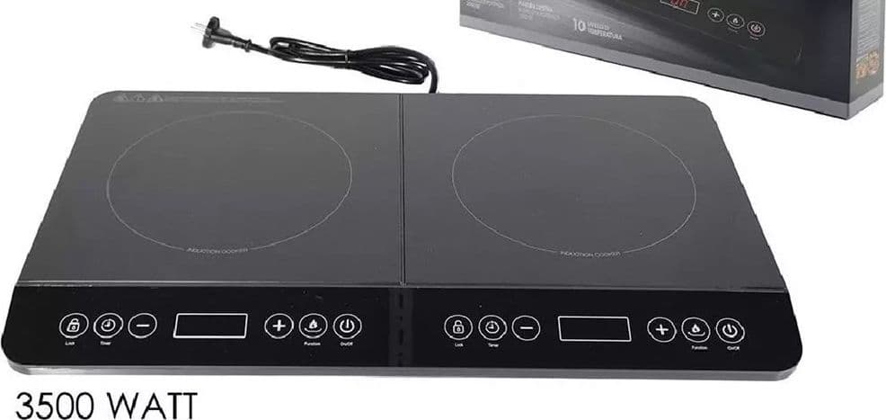 DOPPIA PIASTRA PIANO COTTURA AD INDUZIONE FORNELLO ELETTRICO 3500W CUCINA NERO MODERNO in Fornellini elettrici Trade Shop italia - Napoli, commercioVirtuoso.it
