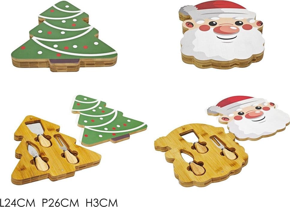 TAGLIERE NATALIZIO CON ACCESSORI COLTELLI PER FORMAGGI SET REGALO BABBO NATALE ALBERO in Taglieri grandi Trade Shop italia - Napoli, commercioVirtuoso.it