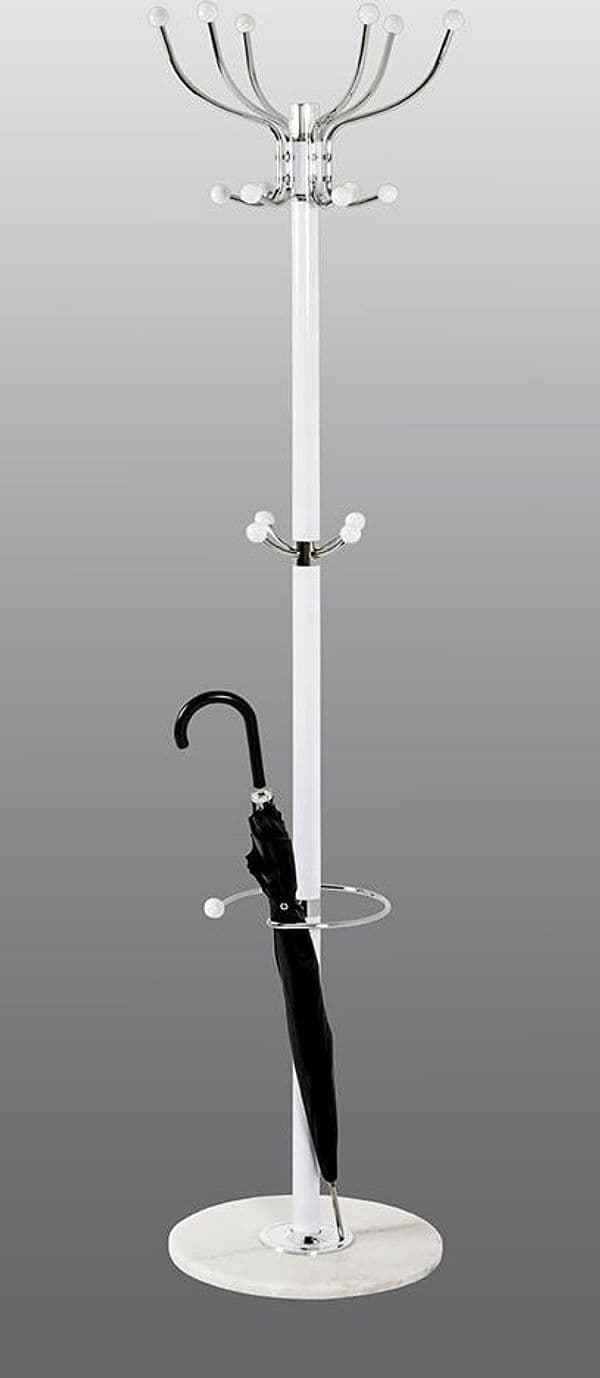 ATTACCAPANNI APPENDIABITI DA TERRA CON 17 GANCI IN METALLO CROMO BIANCO BASE IN MARMO 175CM in Appendiabiti Trade Shop italia - Napoli, commercioVirtuoso.it