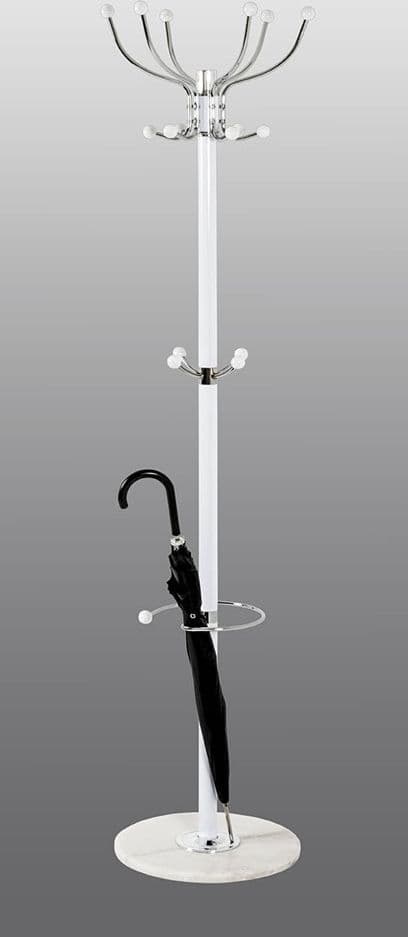ATTACCAPANNI APPENDIABITI DA TERRA CON 17 GANCI IN METALLO CROMO BIANCO BASE IN MARMO 175CM in Appendiabiti Trade Shop italia - Napoli, commercioVirtuoso.it