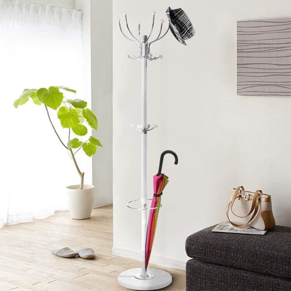 ATTACCAPANNI APPENDIABITI DA TERRA CON 17 GANCI IN METALLO CROMO BIANCO BASE IN MARMO 175CM in Appendiabiti Trade Shop italia - Napoli, commercioVirtuoso.it
