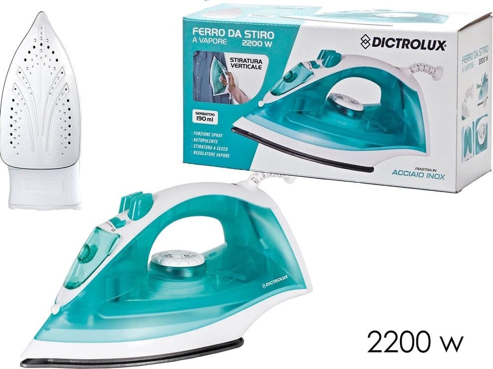 FERRO DA STIRO A VAPORE 2200W PIASTRA IN ACCIAIO STIRATURA VERTICALE SERBATOIO DA 190 ML in prodotto Trade Shop italia - Napoli, commercioVirtuoso.it