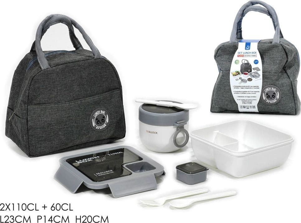 SET LUNCH BOX CON BORSA TERMICA CONTENITORI POSATE 6PZ PER PRANZO UFFICIO SCUOLA CAMPEGGI in Scatole bento Trade Shop italia - Napoli, commercioVirtuoso.it