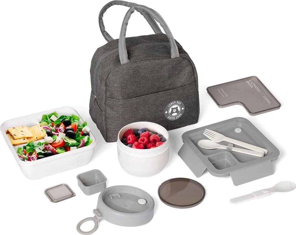 SET LUNCH BOX CON BORSA TERMICA CONTENITORI POSATE 6PZ PER PRANZO UFFICIO SCUOLA CAMPEGGI in Scatole bento Trade Shop italia - Napoli, commercioVirtuoso.it