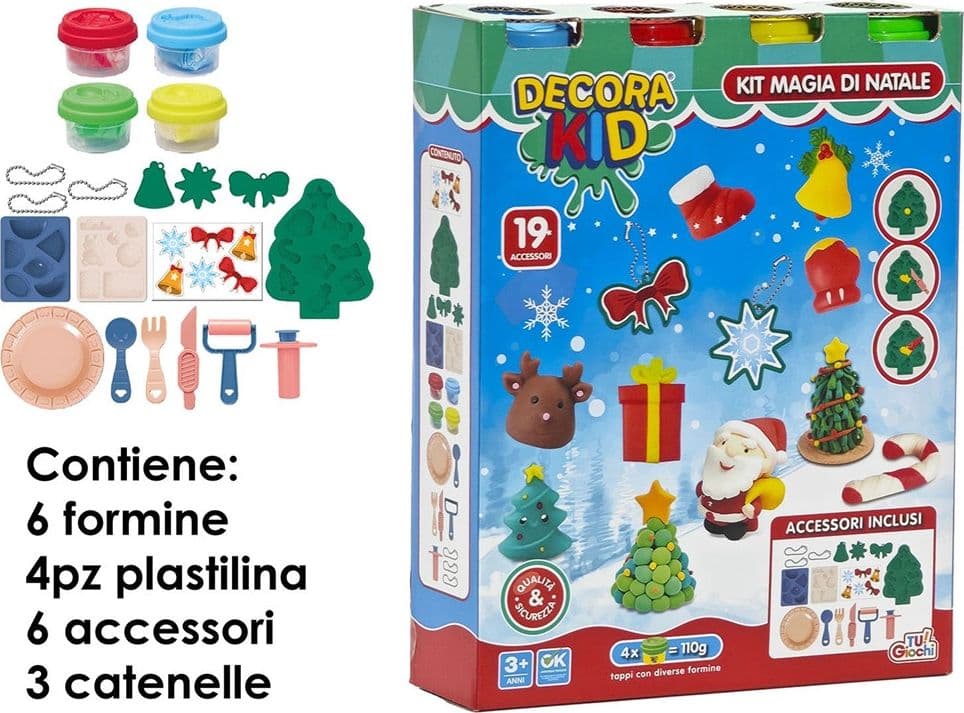 KIT GIOCO PER BAMBINI +3 ANNI CREATIVO A TEMA NATALIZIO CON PLASTILINA 19 ACCESSORI in Argilla e pasta modellabile Trade Shop italia - Napoli, commercioVirtuoso.it
