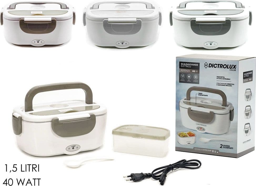 SCALDAVIVANDE ELETTRICO 40W PORTATILE CAPACITÀ 1,5LT 2 SCOMPARTI VASCHETTE ESTRAIBILI in Lunchbox Trade Shop italia - Napoli, commercioVirtuoso.it