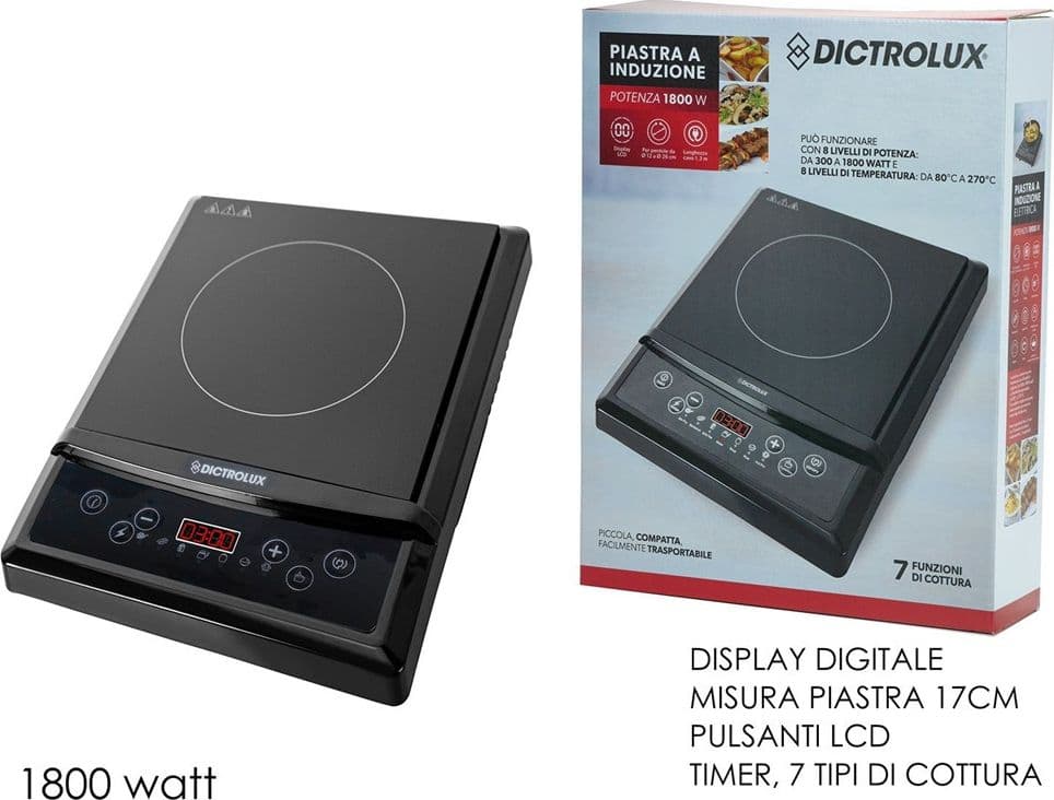 PIASTRA A INDUZIONE ELETTRICA PORTATILE COMPATTA 1800W 7 TIPI DI COTTURA 8 LIVELLI POTENZA in Fornellini elettrici Trade Shop italia - Napoli, commercioVirtuoso.it