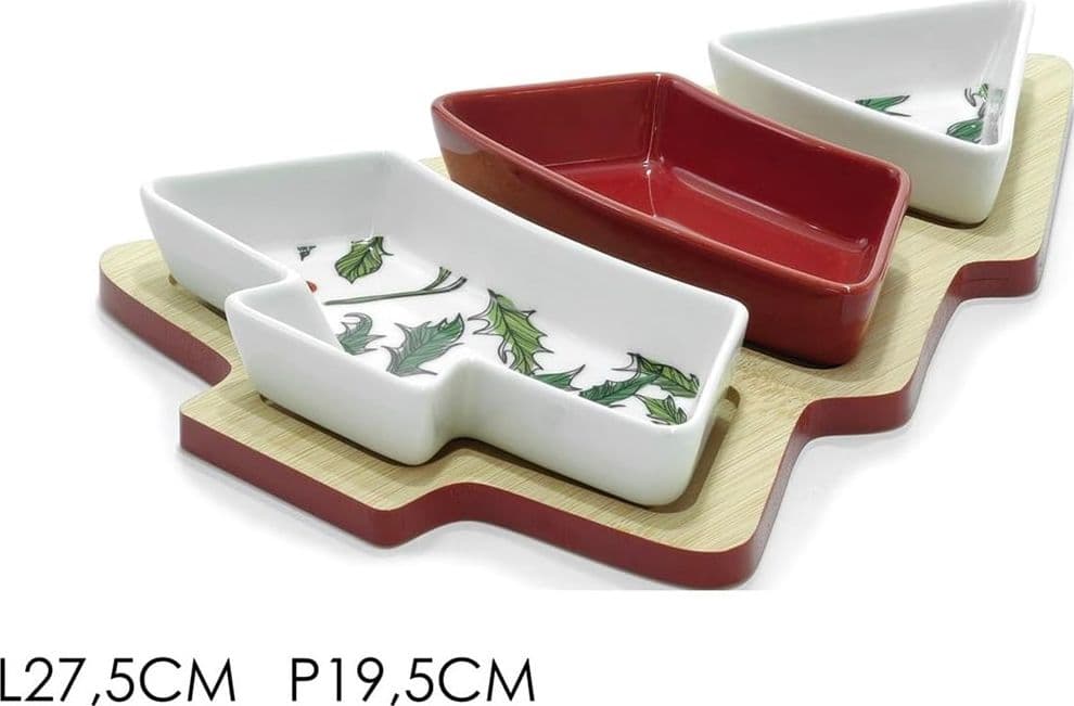 ANTIPASTIERA A 3 SCOMPARTI IN BIANCO ROSSO AGRIFOGLIO ALBERO DI NATALE DECORAZIONE TAVOLA in Piatti da portata Trade Shop italia - Napoli, commercioVirtuoso.it