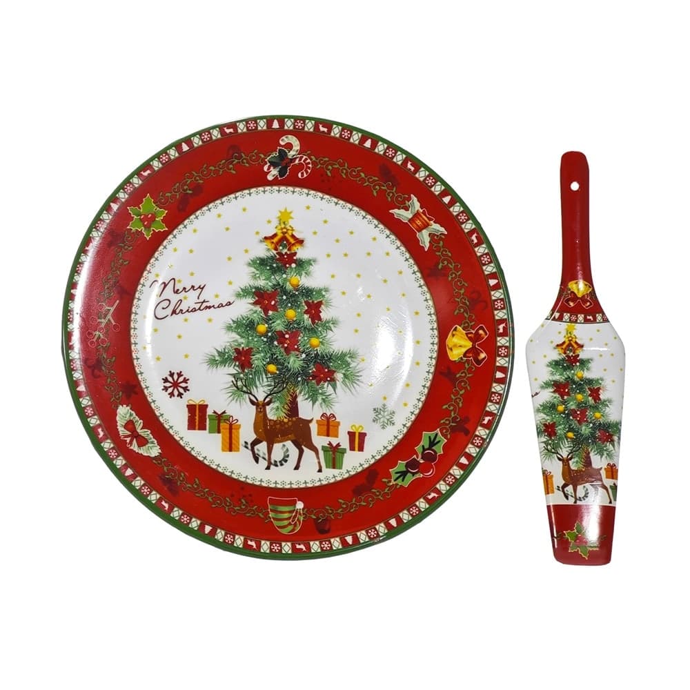SET PIATTO ROTONDO + PALETTA COORDINATA DI NATALE IN CERAMICA DECORATIVA Ø27CM 4 MODELLI in Ciotoline da Snack Trade Shop italia - Napoli, commercioVirtuoso.it