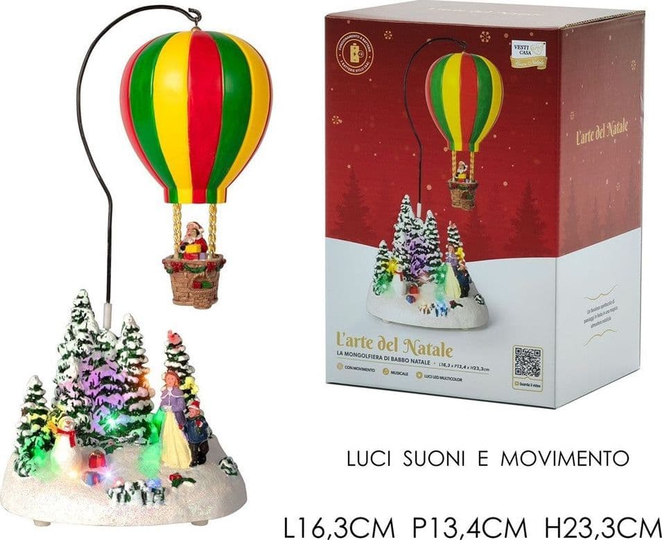 DECORAZIONE PAESAGGIO NATALIZIO LA MONGOLFIERA DI BABBO NATALE LUCI LED SUONI MOVIMENTO in Oggettistica Trade Shop italia - Napoli, commercioVirtuoso.it