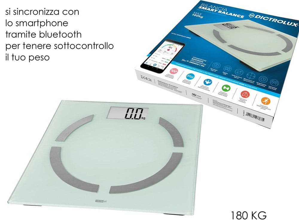 BILANCIA PESAPERSONE INTELLIGENTE DIGITALE CONNESSIONE BLUETOOTH ANDROID IOS APP MAX 180KG in Bilance pesapersona digitali Trade Shop italia - Napoli, commercioVirtuoso.it