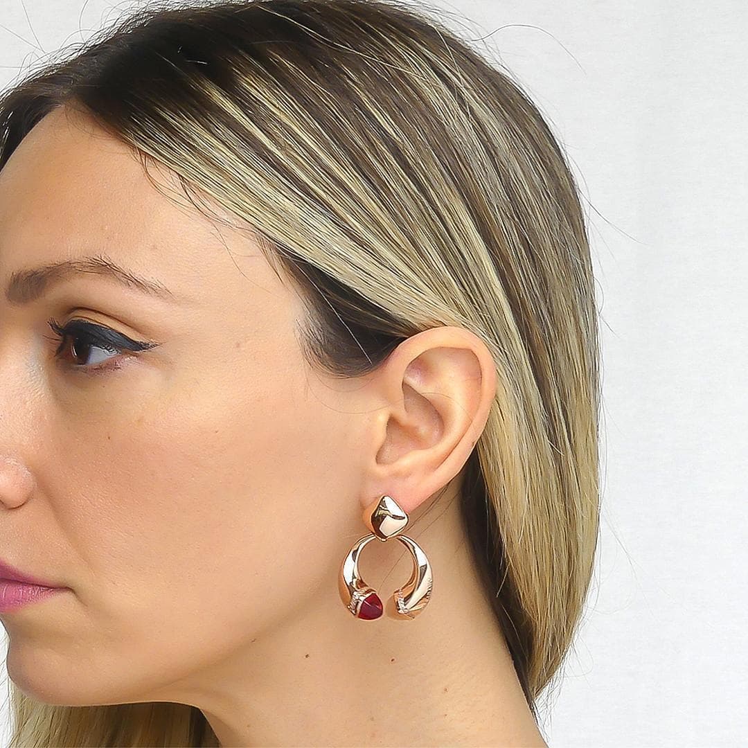 Boccadamo Orecchini Donna Pendenti Con Cristalli Corniola, Rubino e Zirconi in Orecchini Alba Gioielli - Casoria, commercioVirtuoso.it