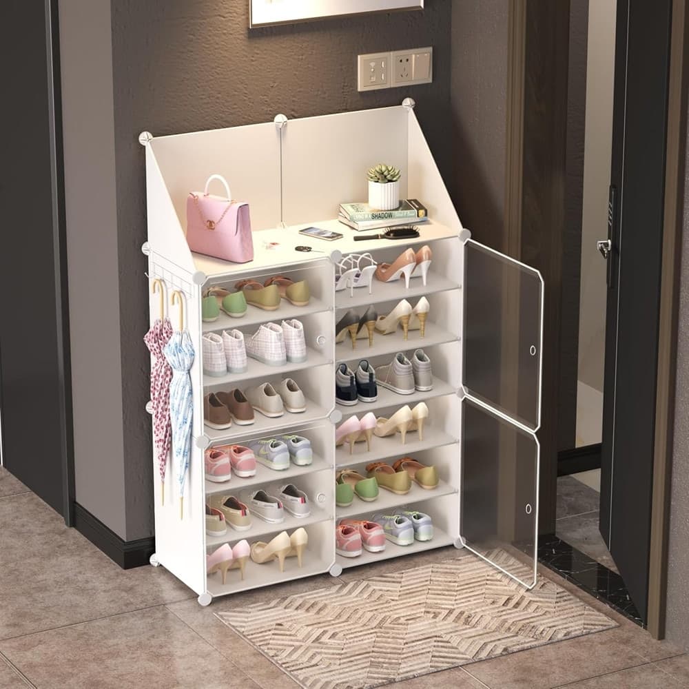 SCARPIERA 6 LIVELLI PORTASCARPE IMPILABILE STACCABILE PORTE TRASPARENTI PORTAOGGETTI GANCI in Scaffali portascarpe Trade Shop italia - Napoli, commercioVirtuoso.it