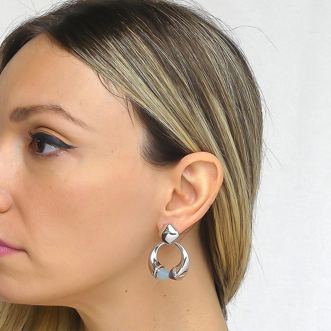 Boccadamo Orecchini Donna Pendenti Con Cristalli Aquamilk, Tanzanite e Zirconi in Orecchini Alba Gioielli - Casoria, commercioVirtuoso.it
