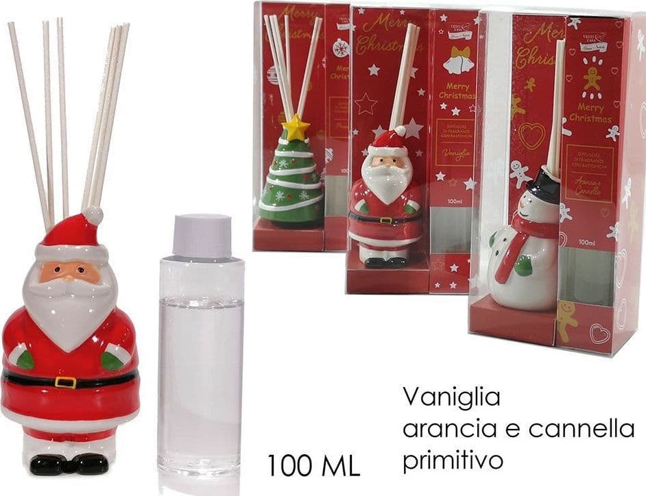 DIFFUSORE DI FRAGRANZE CON BASTONCINI DECORAZIONI NATALIZIE 100 ML MODELLI ASSORTITI in Accessori per la profumazione della casa Trade Shop italia - Napoli, commercioVirtuoso.it