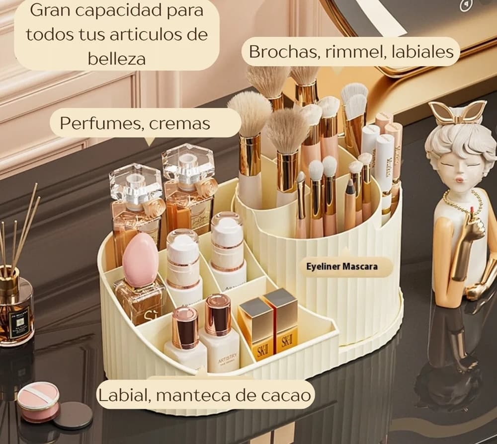 ORGANIZZATORE PER TRUCCO COSMETICI ROTANTE CON PORTAPENNELLI MULTISCOMPARTO COMPATTO in Contenitori per cosmetici Trade Shop italia - Napoli, commercioVirtuoso.it