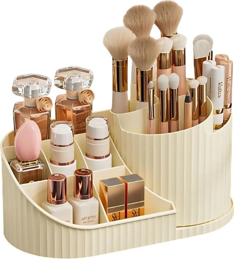 ORGANIZZATORE PER TRUCCO COSMETICI ROTANTE CON PORTAPENNELLI MULTISCOMPARTO COMPATTO in Contenitori per cosmetici Trade Shop italia - Napoli, commercioVirtuoso.it
