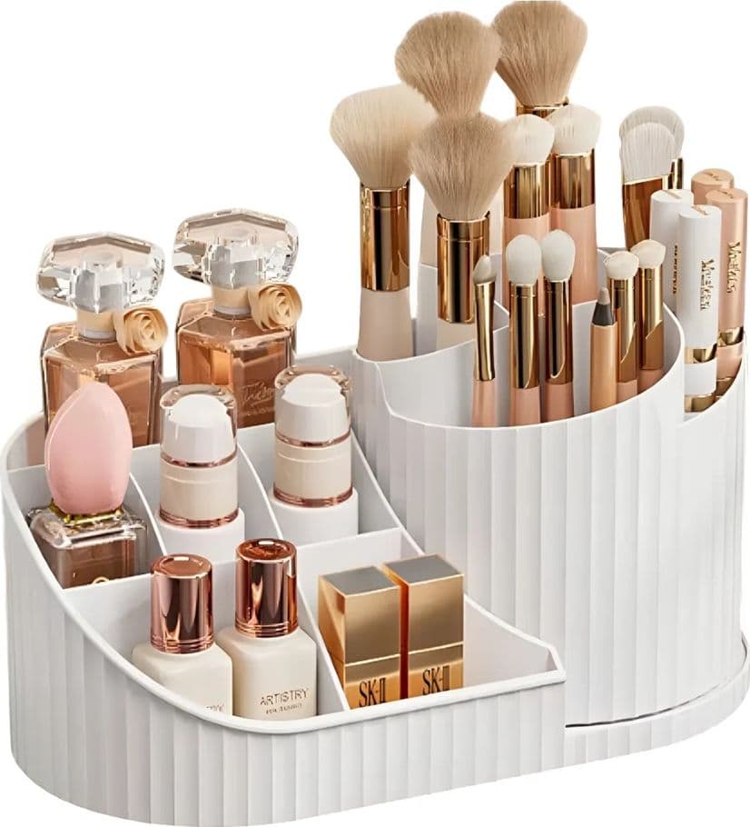 ORGANIZZATORE PER TRUCCO COSMETICI ROTANTE CON PORTAPENNELLI MULTISCOMPARTO COMPATTO in Contenitori per cosmetici Trade Shop italia - Napoli, commercioVirtuoso.it