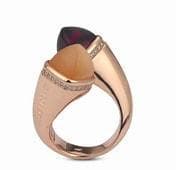 Boccadamo - Anello contrariè con cristalli corniola e rubino