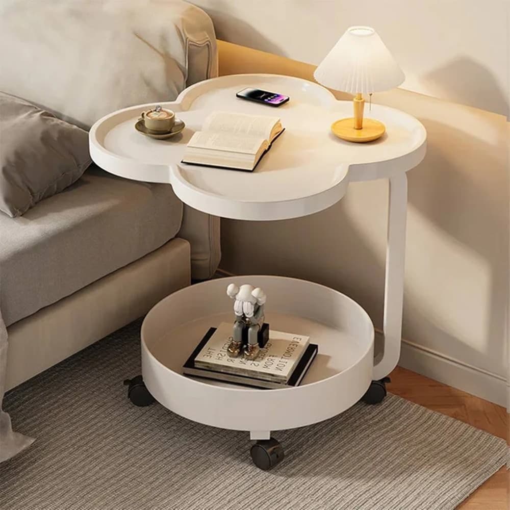 TAVOLINO MULTIFUNZIONALE A 2 LIVELLI CON RUOTE BORDO RIALZATO DESIGN MODERNO MINIMALISTA in Tavolini bassi Trade Shop italia - Napoli, commercioVirtuoso.it