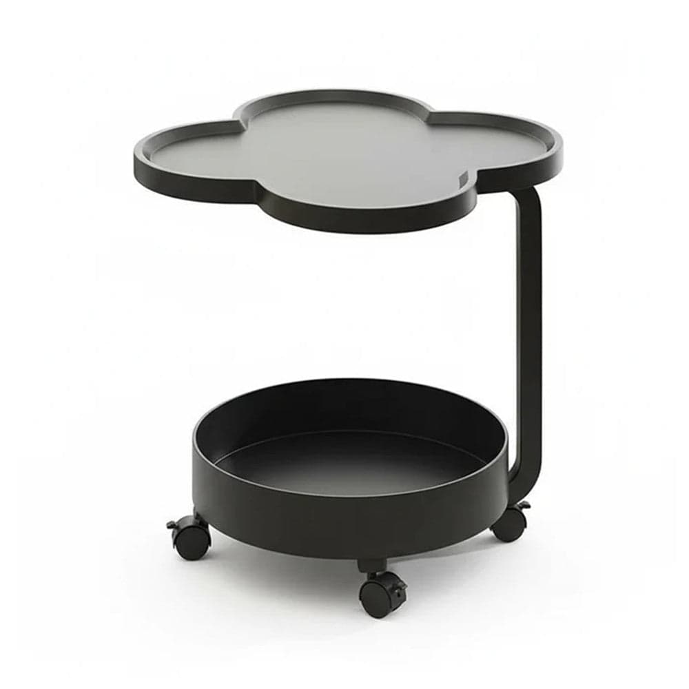 TAVOLINO MULTIFUNZIONALE A 2 LIVELLI CON RUOTE BORDO RIALZATO DESIGN MODERNO MINIMALISTA