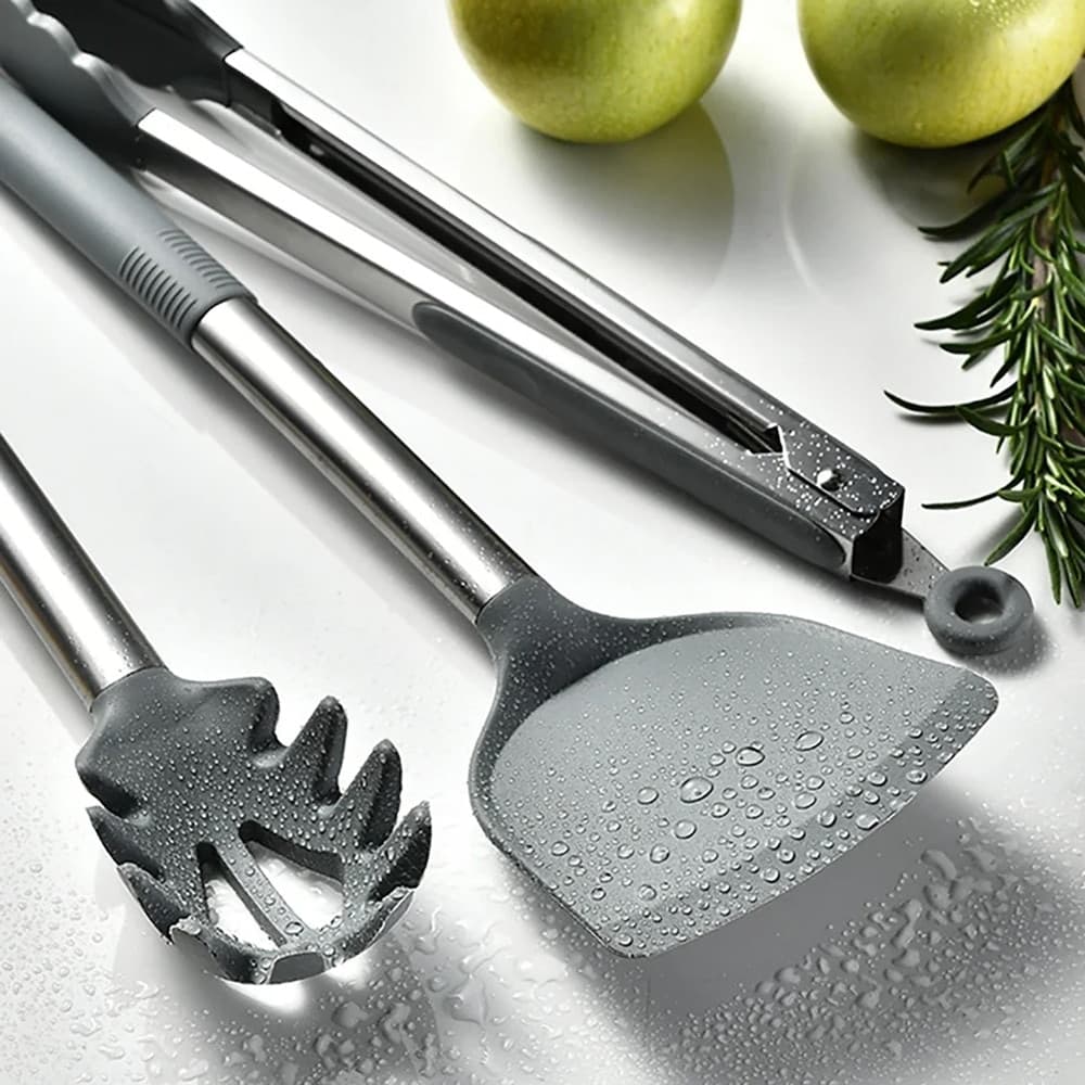 SET 12PZ UTENSILI DA CUCINA MESTOLI IN SILICONE ACCIAIO ANTIADERENTE PORTAPOSATE GIREVOLE in Spatole Trade Shop italia - Napoli, commercioVirtuoso.it