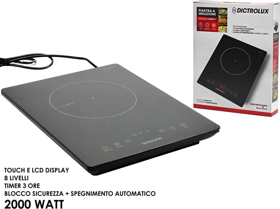 PIASTRA A INDUZIONE DISPLAY LCD TOUCH 8 LIVELLI POTENZA TEMPERATURA 2000W TIMER REGOLABILE in Fornellini elettrici Trade Shop italia - Napoli, commercioVirtuoso.it