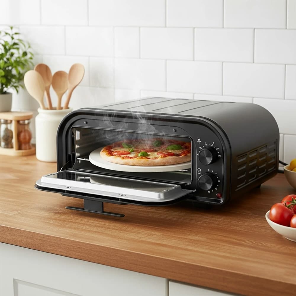 FORNO PER PIZZA CON PIETRA REFRATTARIA 1600W COTTURA RAPIDA DOPPIO ELEMENTO RISCALDANTE in Fornetti elettrici per pizza Trade Shop italia - Napoli, commercioVirtuoso.it