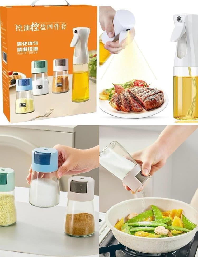 SET DISPENSER SPRAY PER OLIO CON 3 CONTENITORI DOSATORE PER CONDIMENTI SPEZIE SALE CUCINA in Dosatori ed erogatori per condimenti Trade Shop italia - Napoli, commercioVirtuoso.it