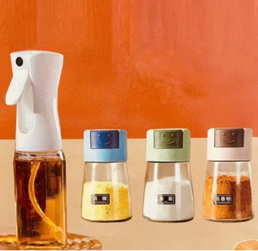 SET DISPENSER SPRAY PER OLIO CON 3 CONTENITORI DOSATORE PER CONDIMENTI SPEZIE SALE CUCINA in Dosatori ed erogatori per condimenti Trade Shop italia - Napoli, commercioVirtuoso.it