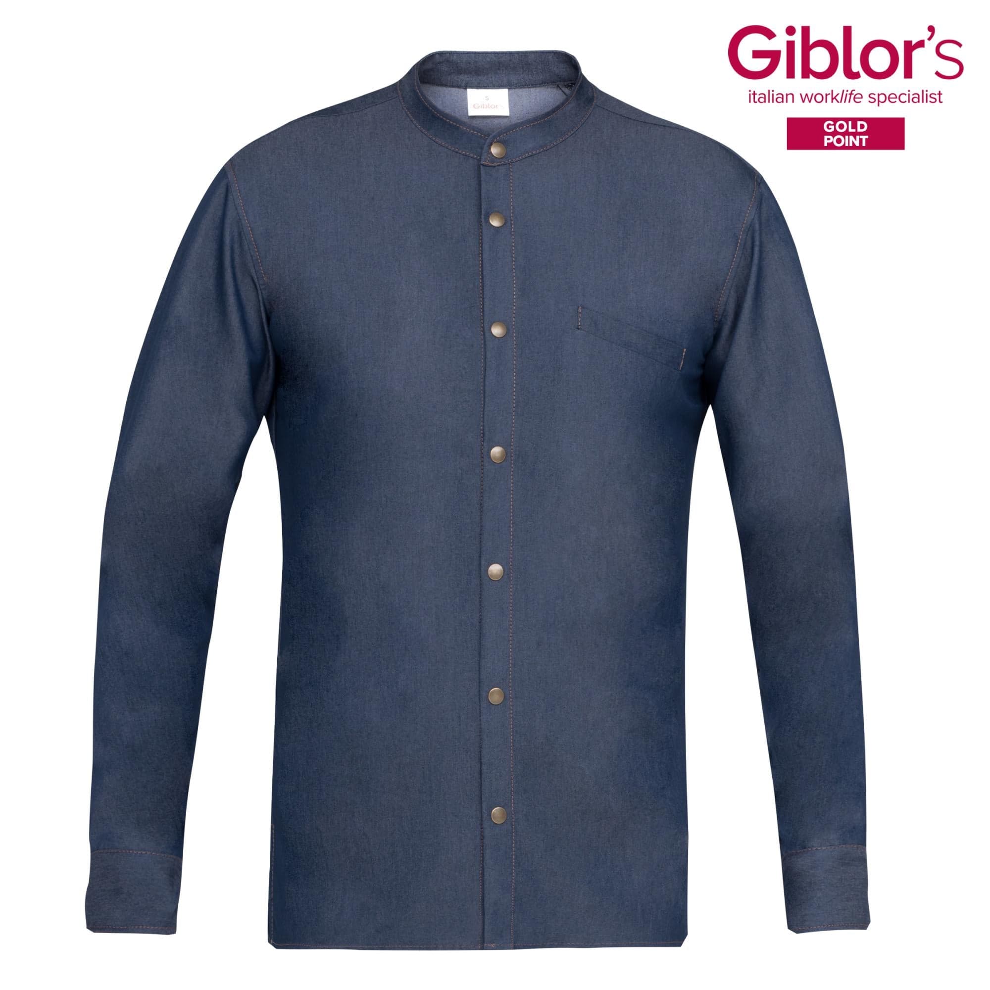 Camicia Uomo Roger Elasticizzata Jeans Blu Casacca Collo alla Coreana Stretch Casacca Barbiere in Uniformi sanitarie - giacche Dresswork - Como, commercioVirtuoso.it