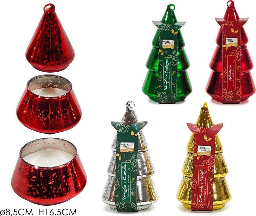 CANDELA PROFUMATA A FORMA DI ALBERO DI NATALE DA 150GR DECORAZIONE NATALIZIA H16,5XØ8,5CM in Lumini Trade Shop italia - Napoli, commercioVirtuoso.it