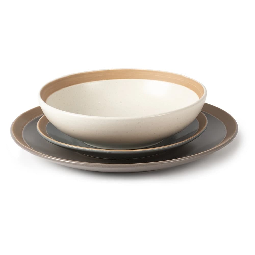 SET SERVIZIO DI PIATTI IN STONEWARE 18 PZ DA TAVOLA DESIGN CLASSICO ELEGANTE CON BORDO in Servizi di piatti Trade Shop italia - Napoli, commercioVirtuoso.it