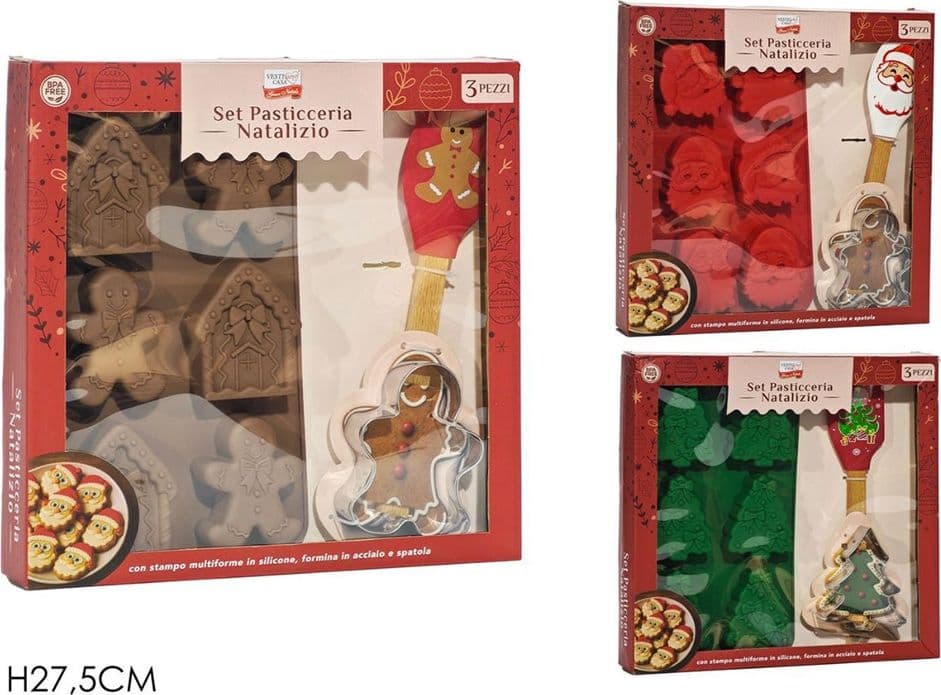 SET PER PASTICCERIA NATALIZIO 3PZ STAMPO MULTIFORME IN SILICONE FORMINA IN ACCIAIO SPATOLA in Formine per biscotti Trade Shop italia - Napoli, commercioVirtuoso.it