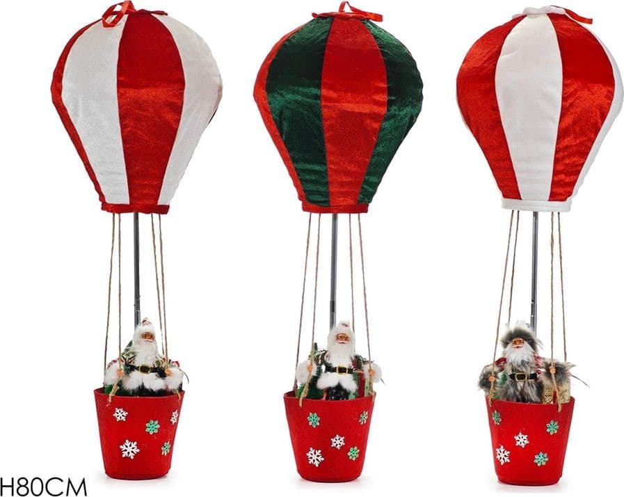 DECORAZIONE NATALIZIA DESIGN A MONGOLFIERA CON BABBO NATALE H80 CM PER CASA VETRINA in Oggettistica Trade Shop italia - Napoli, commercioVirtuoso.it
