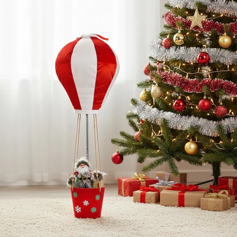 DECORAZIONE NATALIZIA DESIGN A MONGOLFIERA CON BABBO NATALE H80 CM PER CASA VETRINA in Oggettistica Trade Shop italia - Napoli, commercioVirtuoso.it