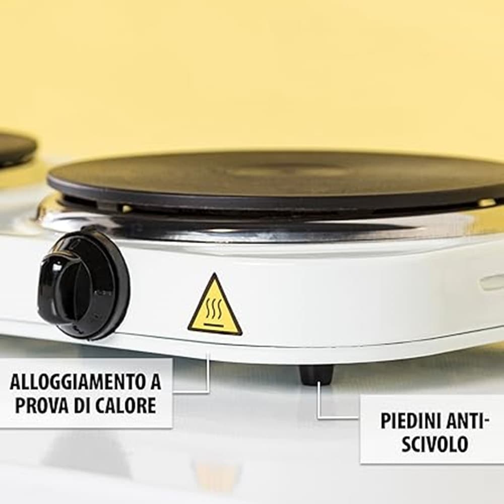 FORNELLO CON DOPPIA PIASTRA IN GHISA ELETTRICA Ø15,5-18,5CM 2 TERMOSTATI REGOLABILI 2500W in prodotto Trade Shop italia - Napoli, commercioVirtuoso.it