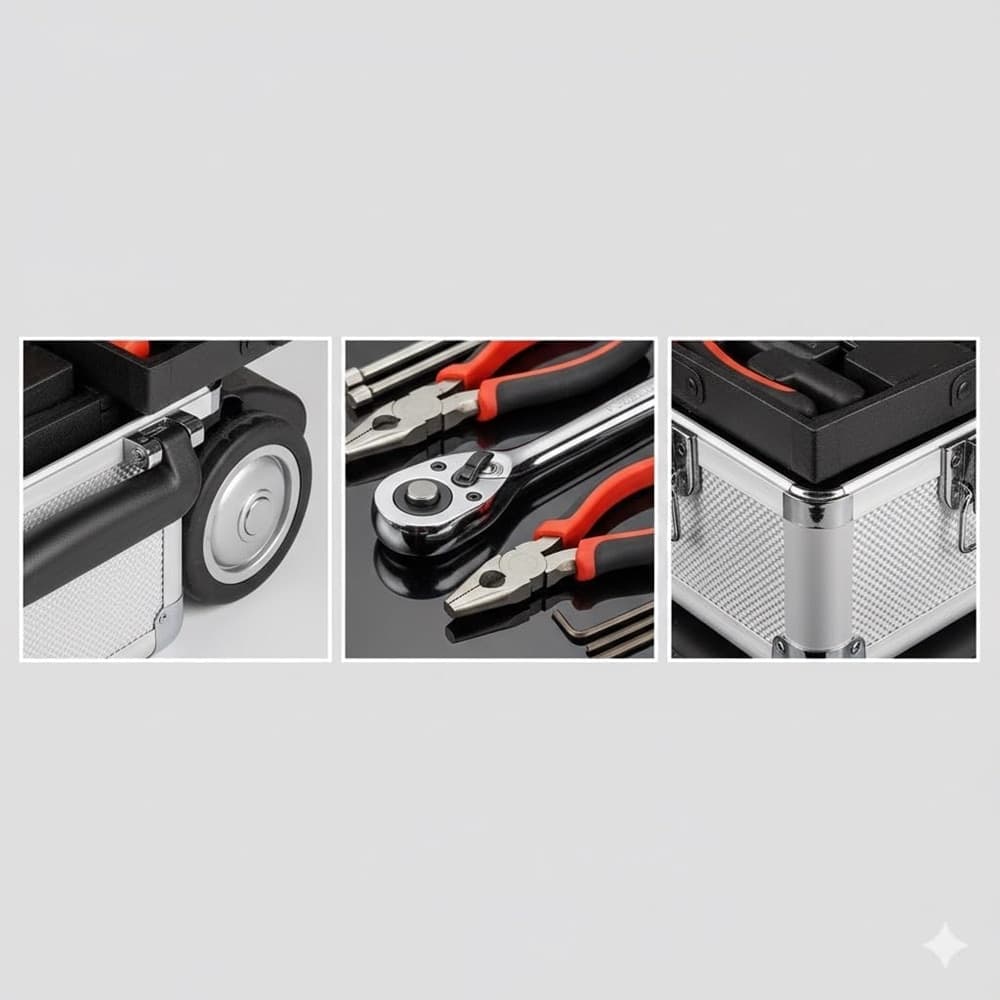 KIT ATTREZZI VALIGETTA PROFESSIONALE 799PZ TROLLEY ALLUMINIO CON RUOTE COMPLETO FAI DA TE in Set di attrezzi Trade Shop italia - Napoli, commercioVirtuoso.it