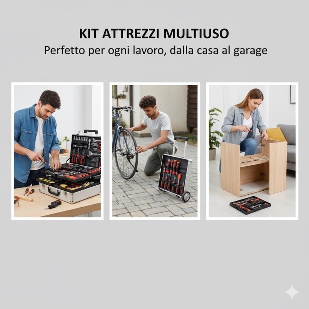 KIT ATTREZZI VALIGETTA PROFESSIONALE 799PZ TROLLEY ALLUMINIO CON RUOTE COMPLETO FAI DA TE in Set di attrezzi Trade Shop italia - Napoli, commercioVirtuoso.it