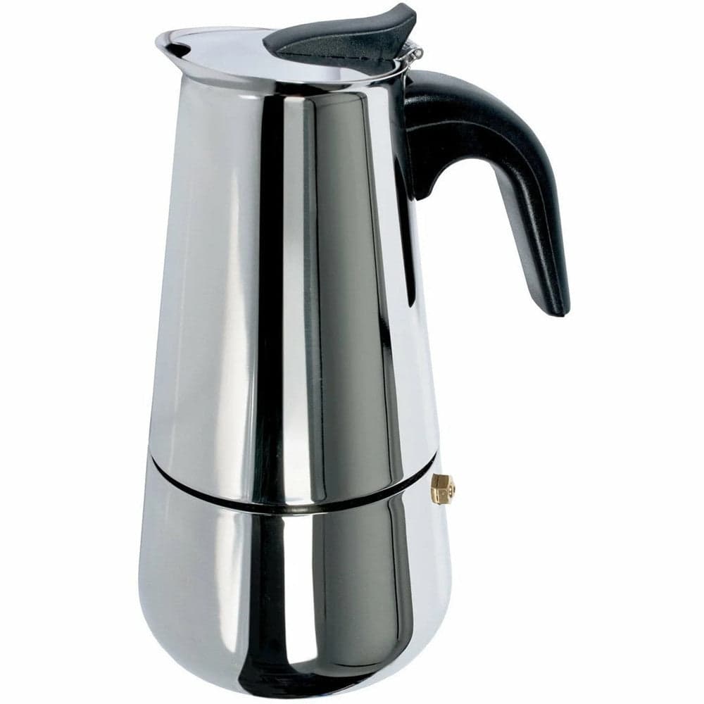 Caffettiera Moka In Acciaio Inox Lucido Con Manico In Bachelite Da 2 Tazze Fondo Induzione