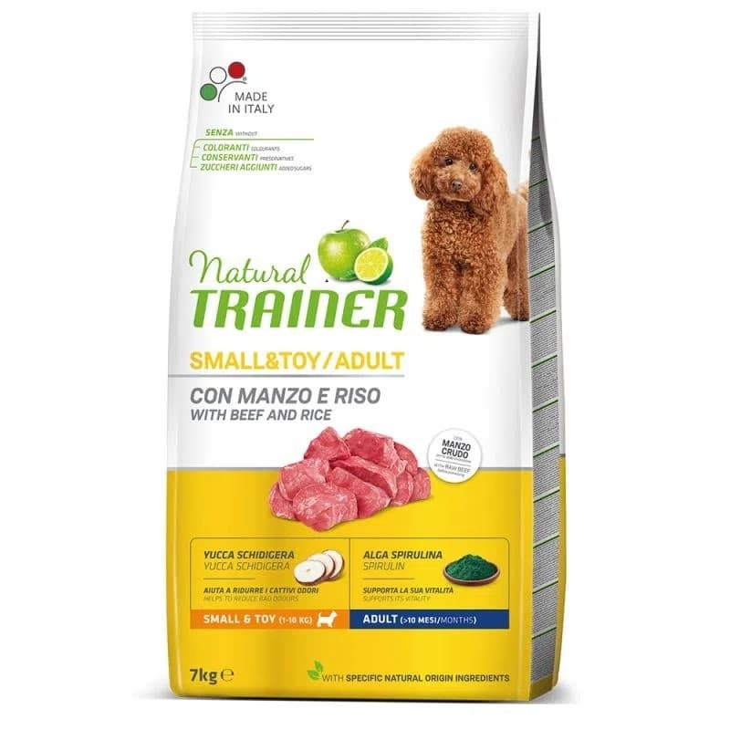 Natural Trainer Mantenimento mangime secco Cani Adult small & toy manzo e riso in Secco 101 Market - Poggibonsi, commercioVirtuoso.it
