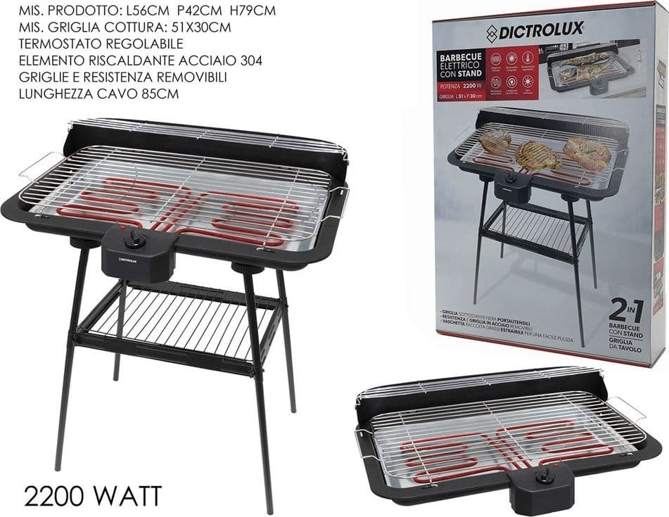 BARBECUE ELETTRICO CON STAND GRIGLIA DA TAVOLO 2IN1 2200W TERMOSTATO REGOLABILE GRIGLIATA in Barbecue elettrici Trade Shop italia - Napoli, commercioVirtuoso.it