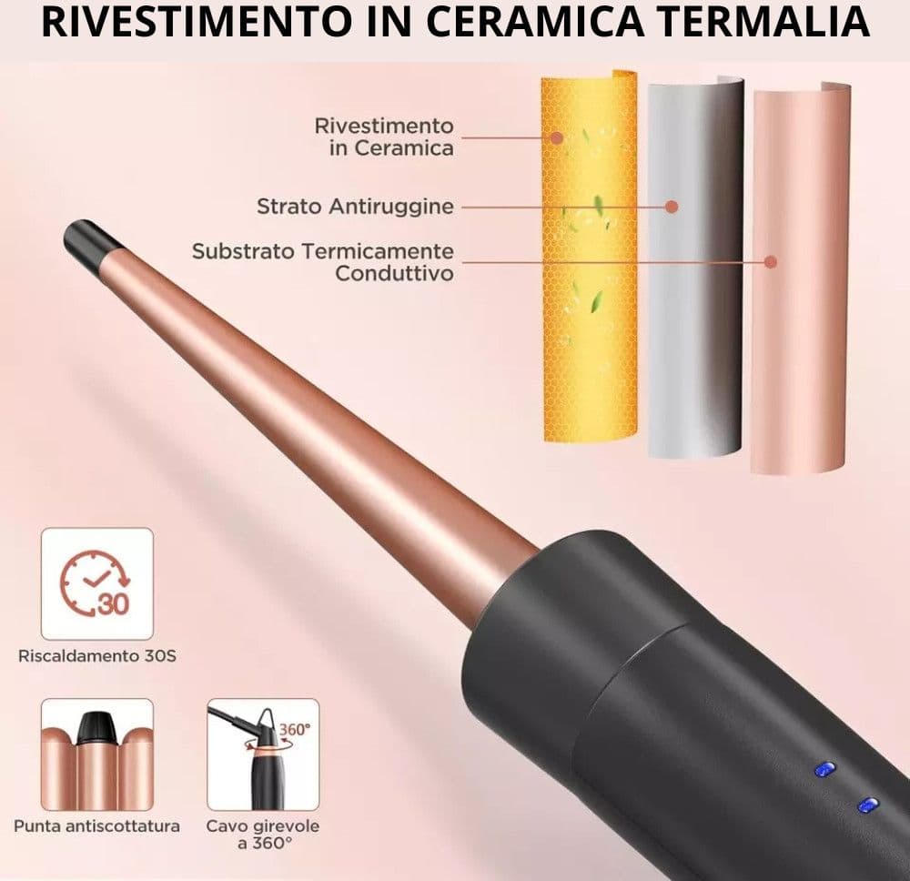 SET 5IN1 PIASTRA CAPELLI 3 CONI ARRICCIACAPELLI LISCI ONDE CERAMICA RISCALDAMENTO RAPIDO in Arricciacapelli Trade Shop italia - Napoli, commercioVirtuoso.it